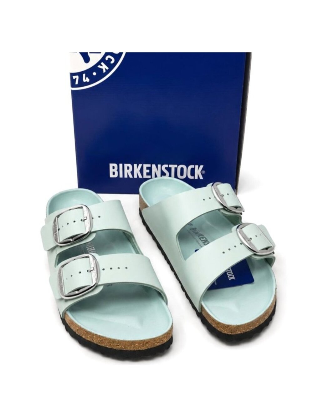 Birkenstock Arizona Big Buckle Surf Green Natural Leather Sandals Womens EU 40 - Picture 5 of 8